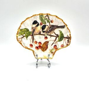Decoupage Scalloped shell Birds on a branch